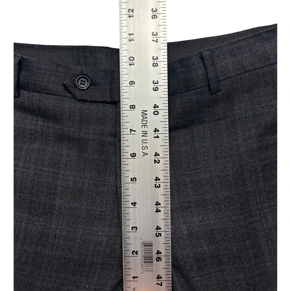 Byron British Style 52 42R 35x31 Gray Blue Plaid 2pc Pant Suit Flannel Wool